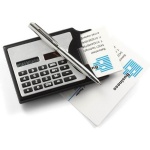 Solar power business card holder calculator