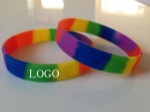 Rainbow debossed silicone bracelet