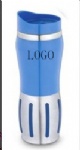 Double wall stainless steel constructed mug with comfortable rubber ribbed grip