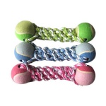 Pet double tennis balls with rope