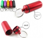 Aluminium outdoor pill bottle with keychain