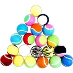 Rubber and nylon tennis balls