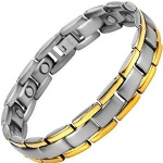 Women's two toned cross link titanium bracelet