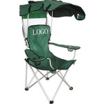 Plastic beach chair with folding canopy