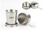 Stainless steel folding cup with carabiner