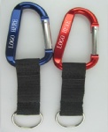 Carabiner with split key ring and lanyard