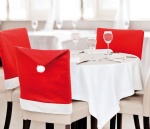 Chair Back Covers for Christmas Dinner Decor Red Hat Shaped